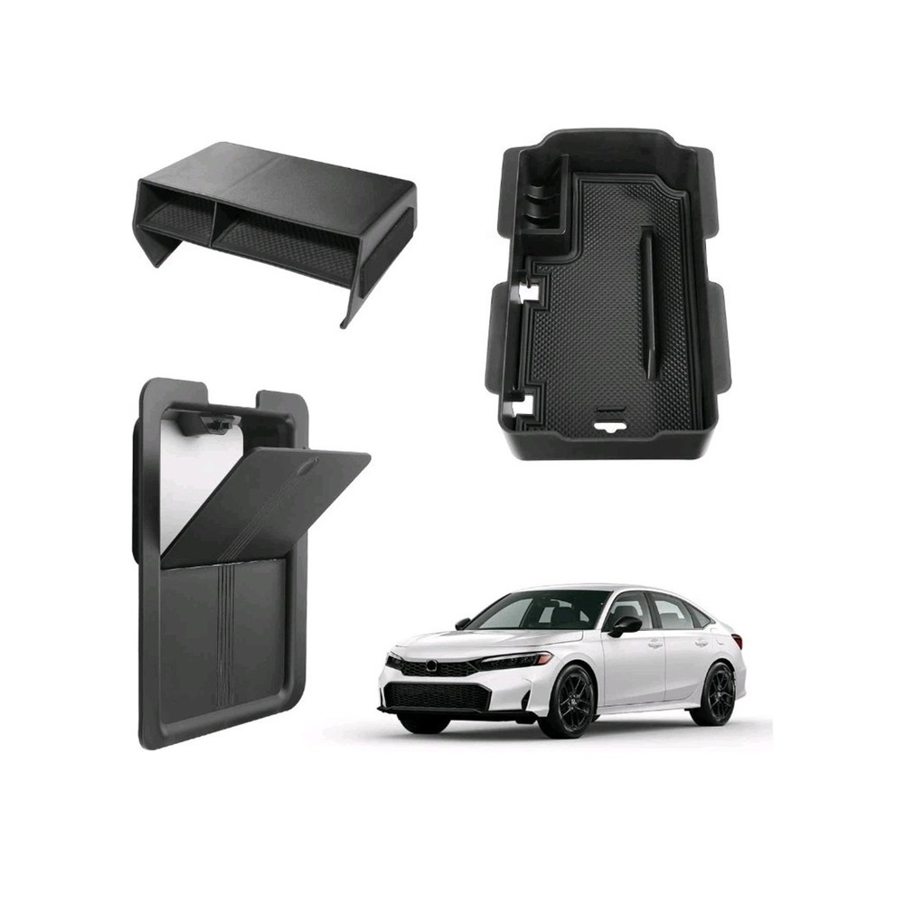 3pc Honda Civic 2024 2025 Center Console Organizer Storage Accessories Black